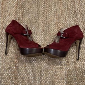 Michael Kors suede peep toe booties